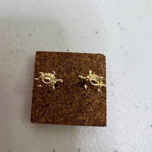 Turtle Earrings‎ Gold Tone Tiny Mini Dainty Stud Small Textured Pierced